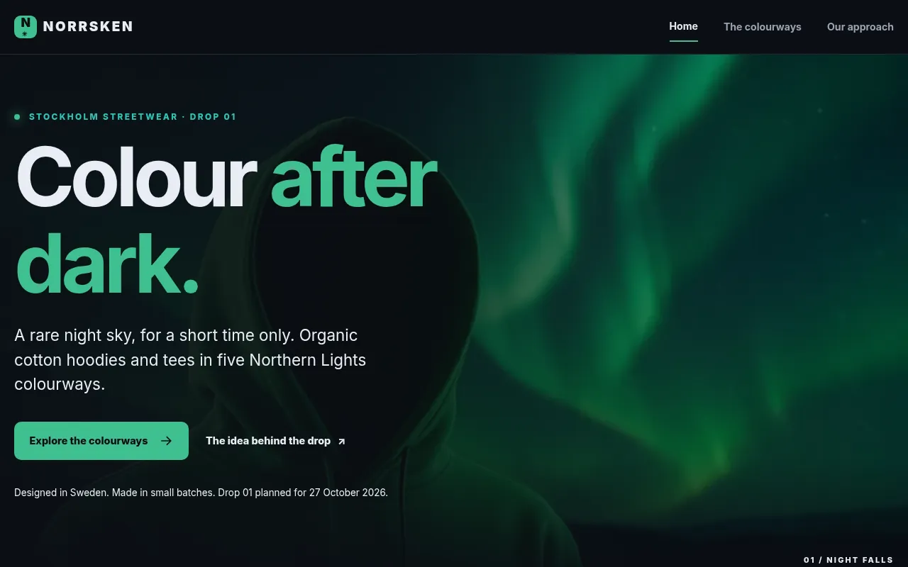 Situs web Norrsken yang dibuat Hatchio AI, di layar desktop dan ponsel