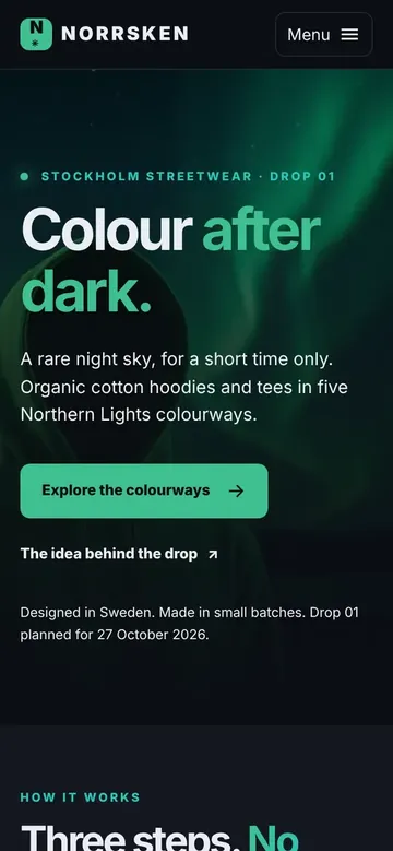 Die Website von Norrsken, gebaut von Hatchio AI, auf einem Desktop-Bildschirm und einem Handy