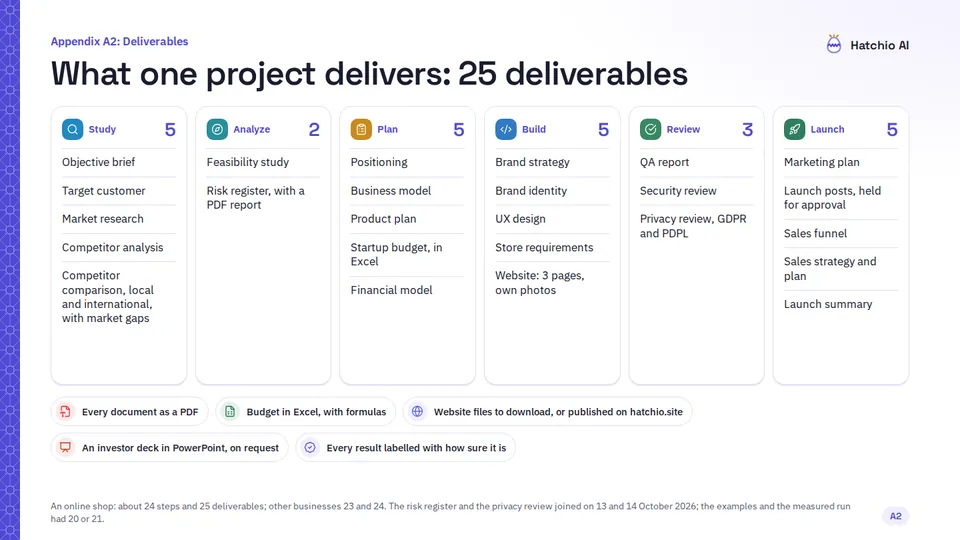 Slide 21 di 30: Appendice A2: che cosa consegna un progetto, 25 documenti