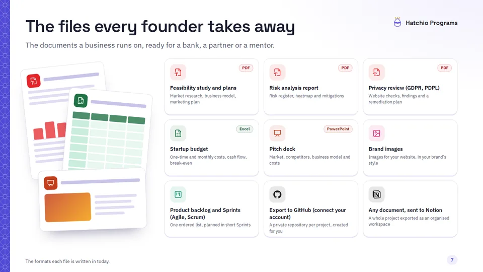 Slide 7 di 18: The files founders take away