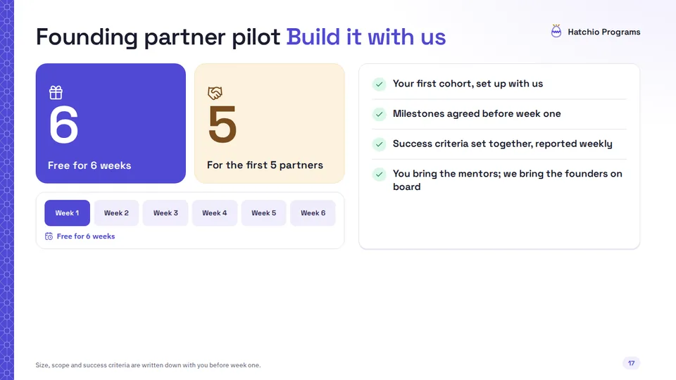 Slide 17 di 18: Founding partner pilot